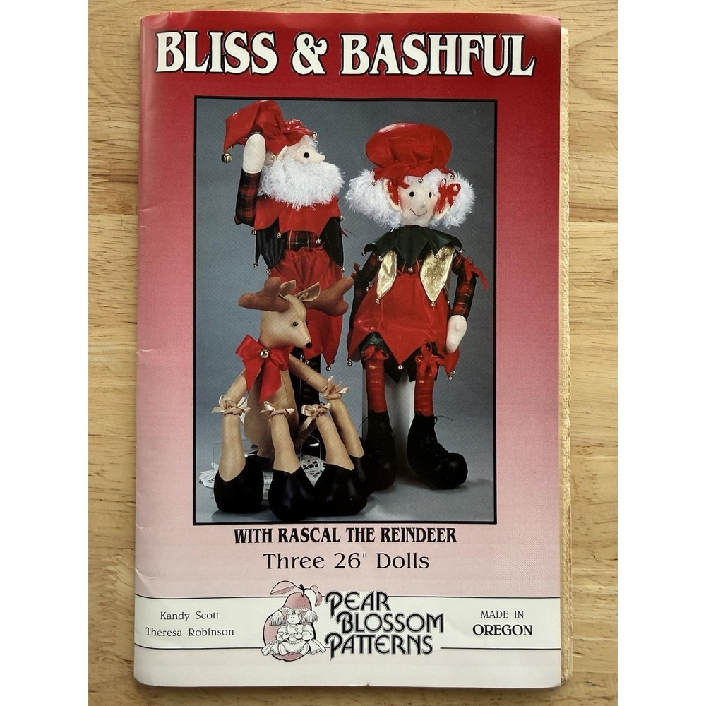 Pear Blossom Patterns: Bliss & Bashful w Rascal Reindeer  26" Dolls‎ Pattern UC